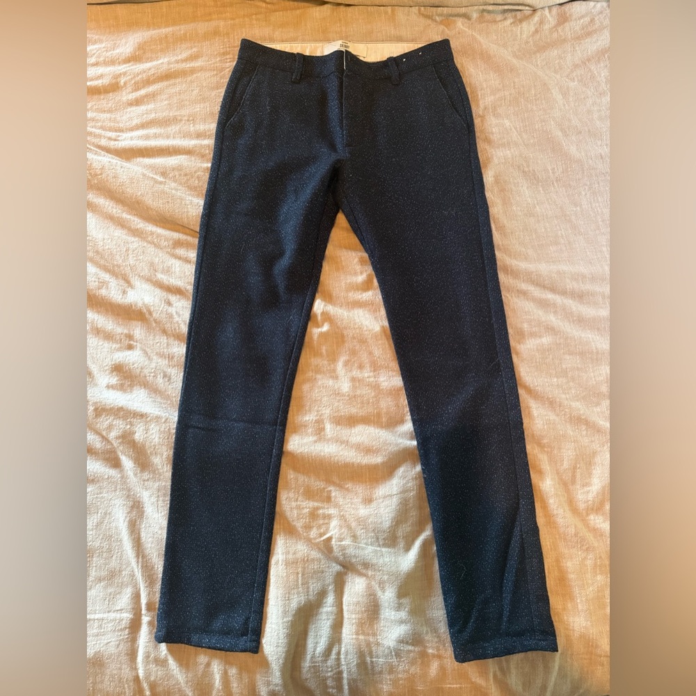 Topman Dark Textured Navy Pants